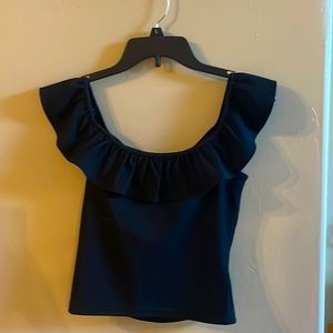 Ruffled black top